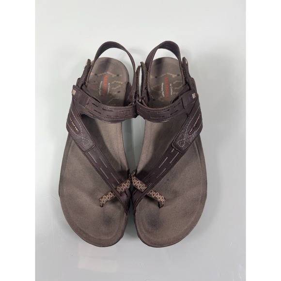Merrell Shoes - Merrell Sandals Women's Sz 10 Brown Leather Hiking Air Cushion Memory Foam